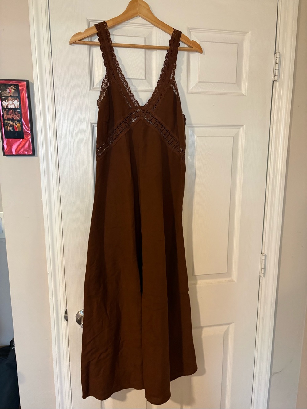 Loft Brown Lace-Trim Maxi Dress - Women